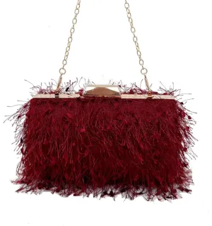Clutch Purse for Women,Fluffy Evening Handbag for Wedding Anniversary Party