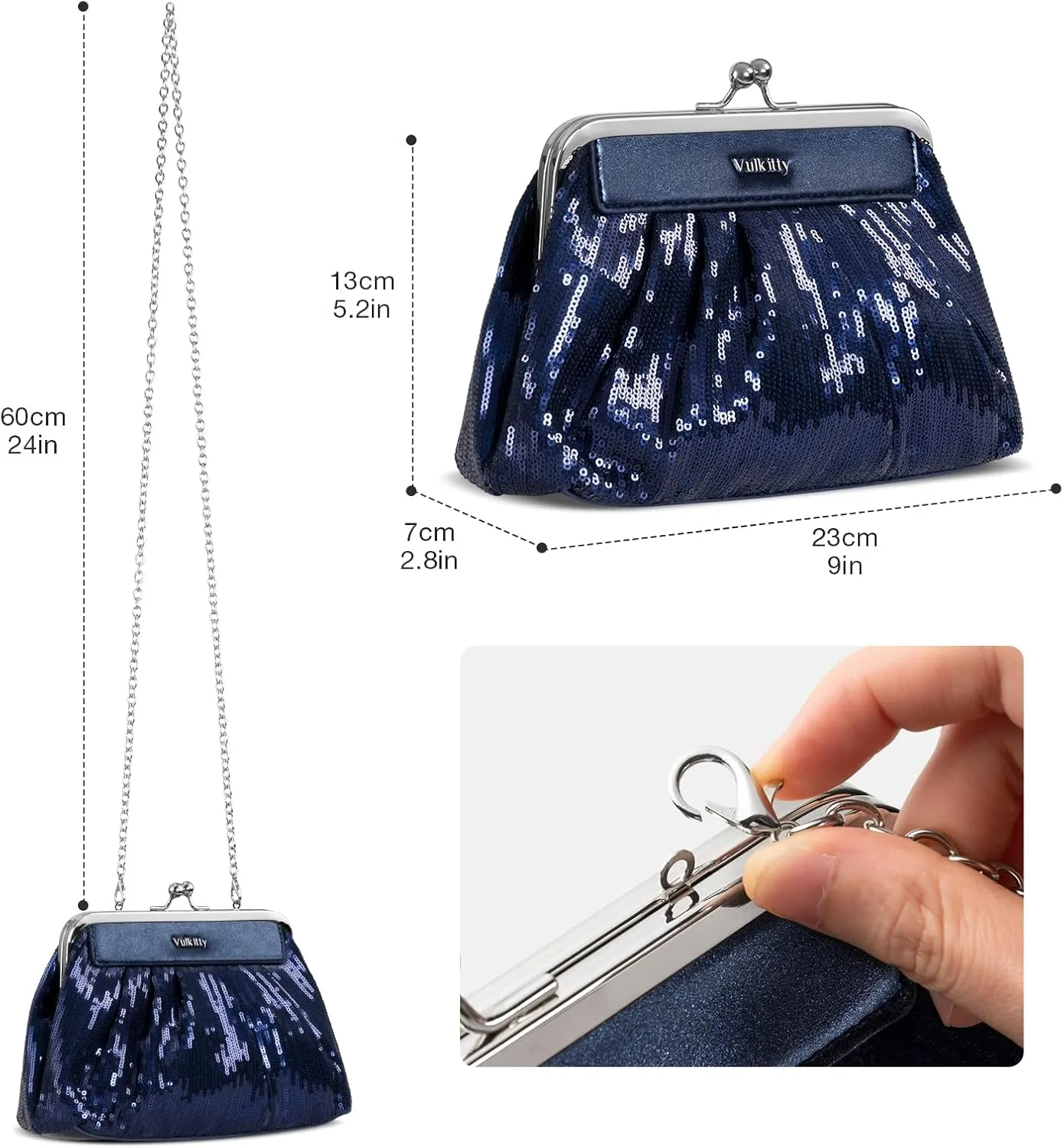 Clutch Purse Luxury Evening Handbag Crossbody Bag, Detachable Strap, Evening Purses for Weddings, Banquets & Parties