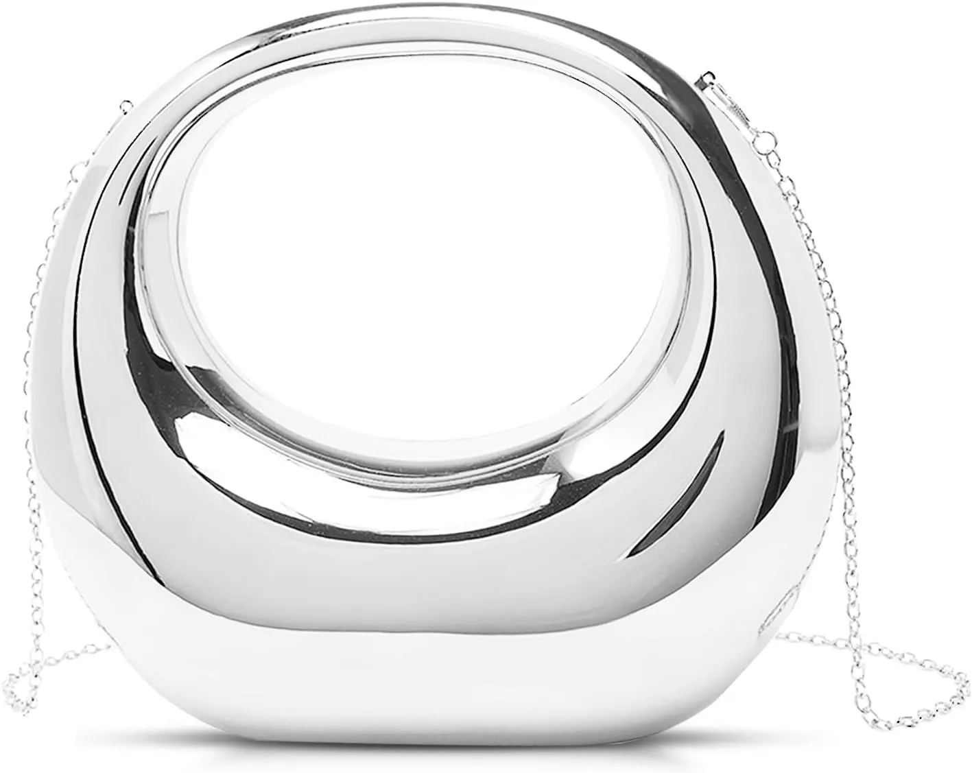 Clutch Purses for Women, Glossy Evening Bag, Crescent Acrylic Tote Bag, Small Crossbody Bag, Handbags for Wedding, Prom, Parties, Travel(Silver)