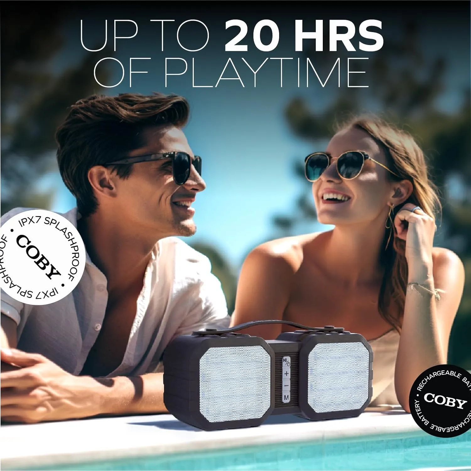Coby Ranger Wireless Bluetooth Speaker, 20-HR Battery, IPX7 Waterproof Blue Tooth Speakers, Drop Proof, Stereo Sound, Aux & USB Port, TF Card Slot, Portable Speaker Bluetooth 5.3
