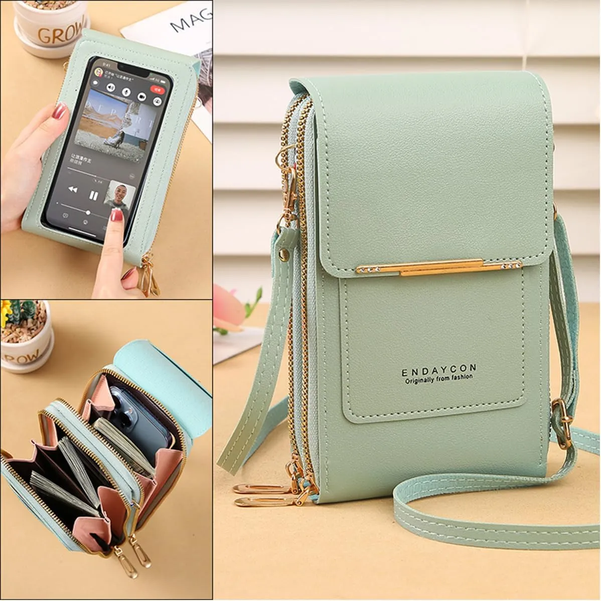 Coincidem Bag, Coincidem Anti-Theft Leather Bag, Multi-Compartment Touch Screen Phone Bag,PU Leather Crossbody Bag Purse