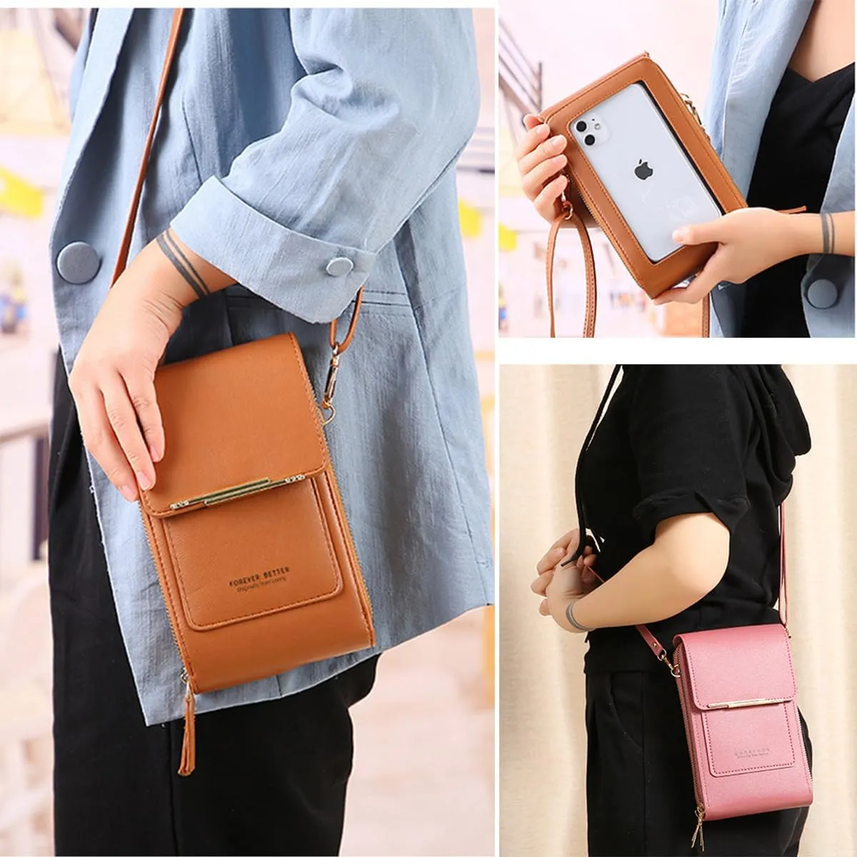 Coincidem Bag, Coincidem Anti-Theft Leather Bag, Multi-Compartment Touch Screen Phone Bag,PU Leather Crossbody Bag Purse