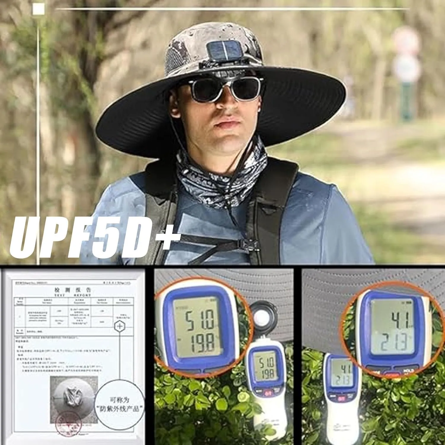 Colitt - Fishing Hat with Built in Fan, Wide Brim Solar Fan Outdoor Fishing, 2025 Ultralight Uv Protection Solar Fan Sun Hat