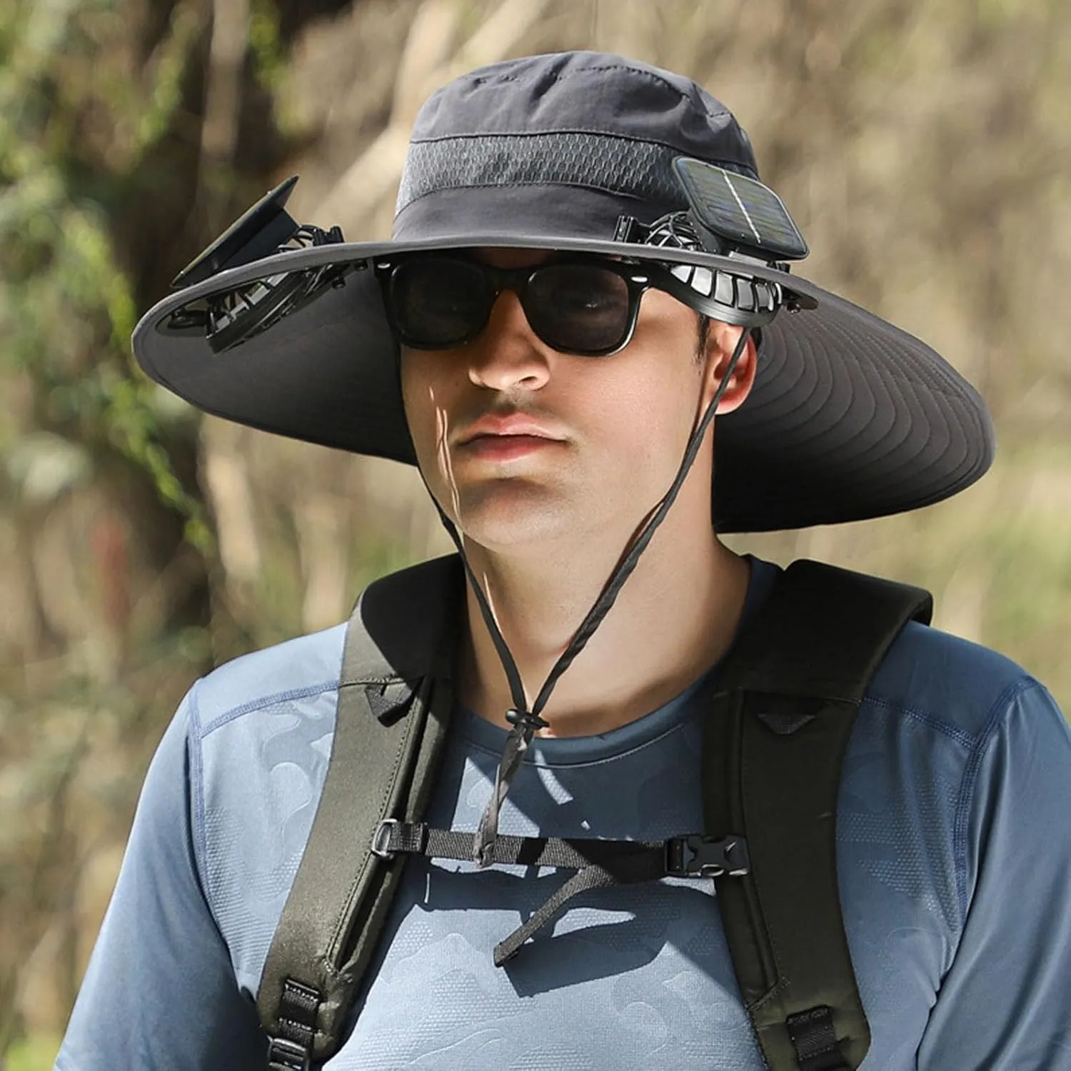 Colitt - Fishing Hat with Built in Fan, Wide Brim Solar Fan Outdoor Fishing, 2025 Ultralight Uv Protection Solar Fan Sun Hat
