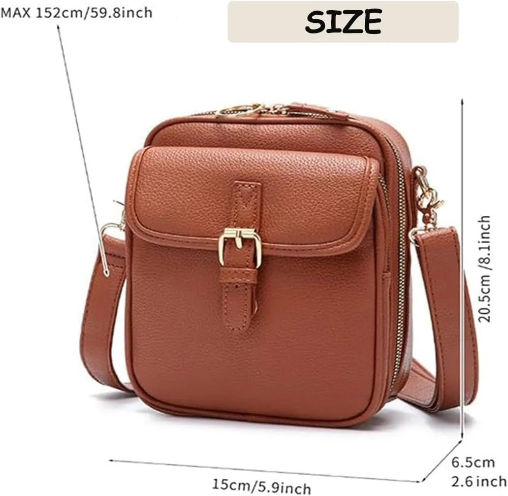 Collaboraten1 Crossbody Leather Bag, Purse Vintage Mini Messenger Bag, Anti-Theft, Multi-Slot Large Capacity Bag