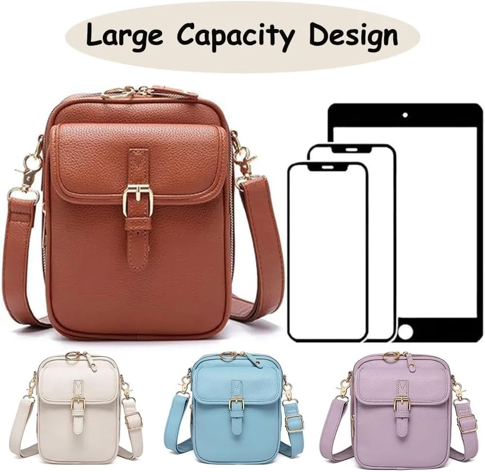 Collaboraten1 Crossbody Leather Bag, Purse Vintage Mini Messenger Bag, Anti-Theft, Multi-Slot Large Capacity Bag