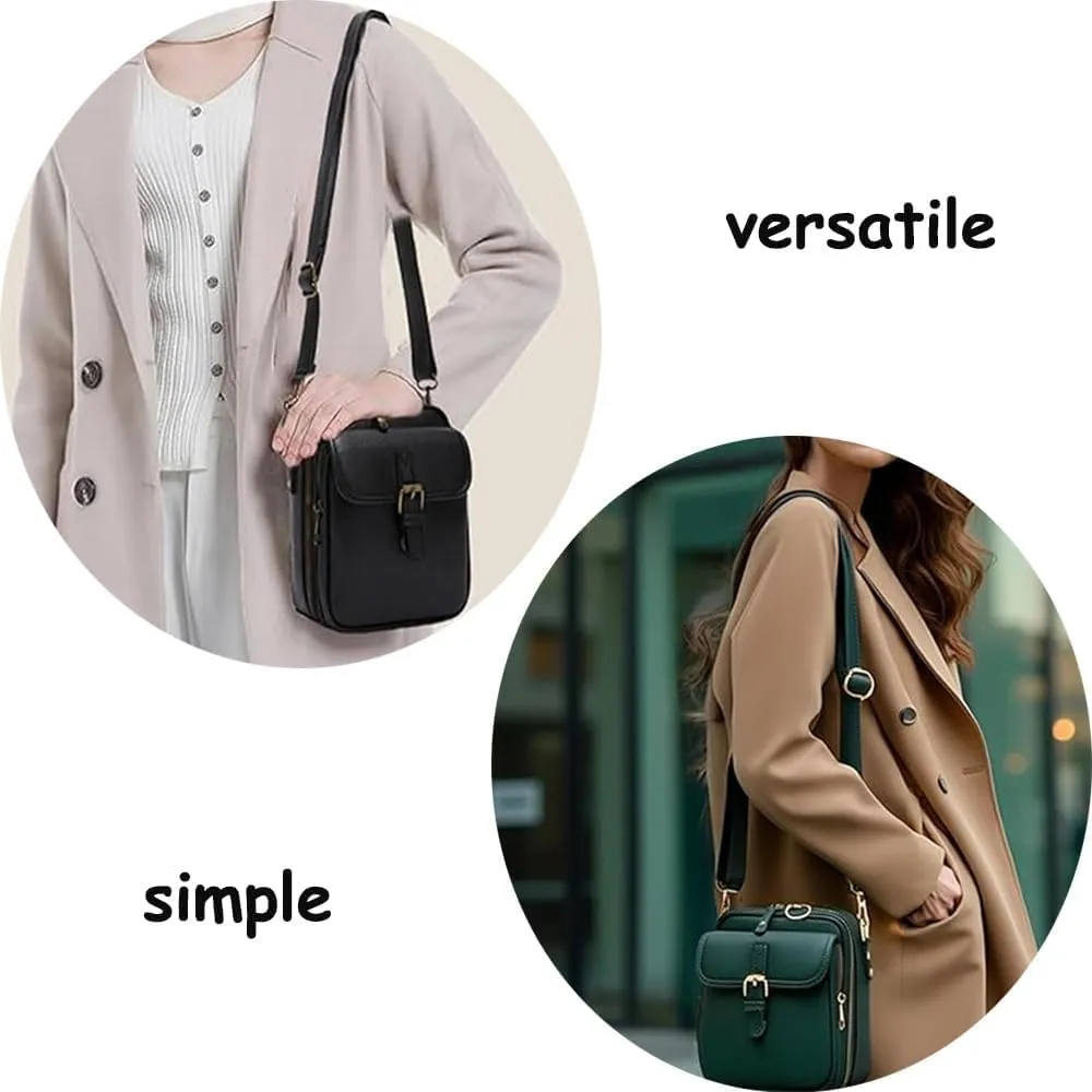 Collaboraten1 Crossbody Leather Bag, Purse Vintage Mini Messenger Bag, Anti-Theft, Multi-Slot Large Capacity Bag