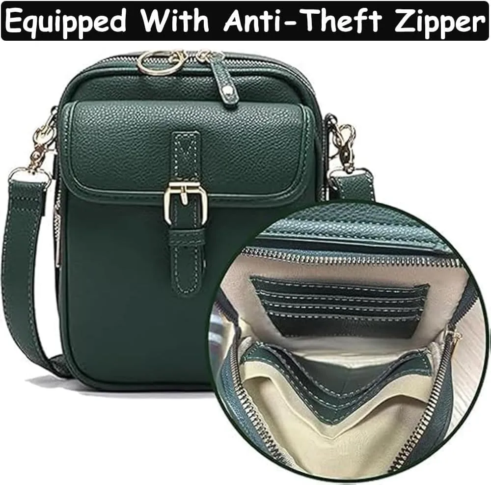 Collaboraten1 Crossbody Leather Bag, Purse Vintage Mini Messenger Bag, Anti-Theft, Multi-Slot Large Capacity Bag