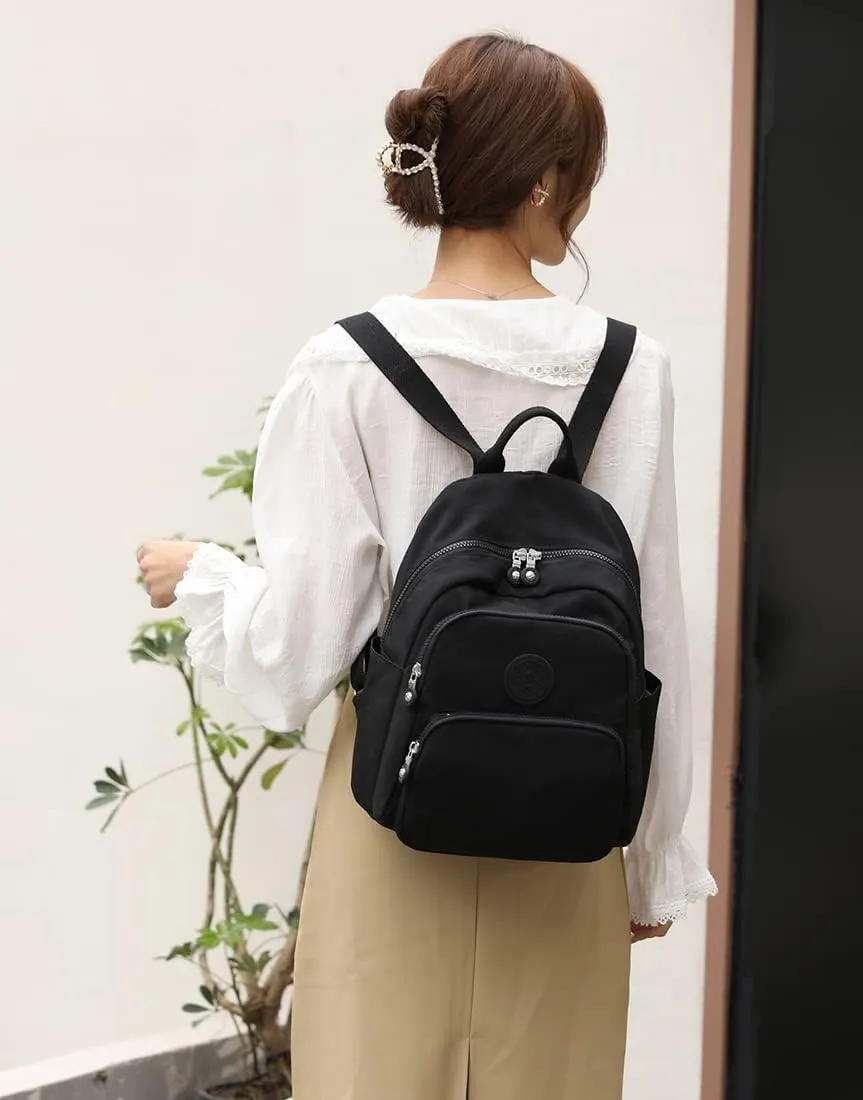 Collsants Small Nylon Backpack for Women Mini Backpack Purse Ladies Fashion Backpack Small Travel Bag Daypack(black)