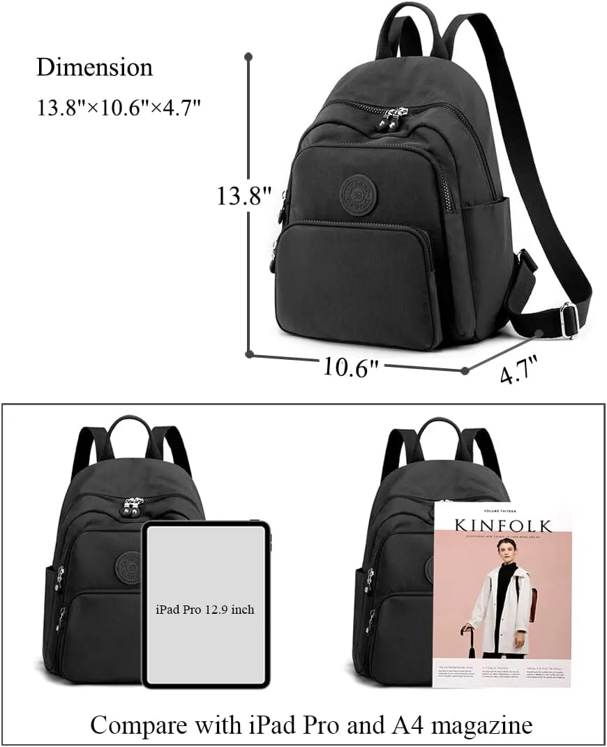 Collsants Small Nylon Backpack for Women Mini Backpack Purse Ladies Fashion Backpack Small Travel Bag Daypack(black)