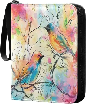 Colorful Abstract Art Card Binder 4-Pocket, 400 Pockets Trading Cards Holder Games Card Albums Storage Organizer Case for Football, Baseball Cards