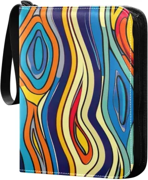 Colorful Abstract Pattern Card Binder 4-Pocket, 400 Pockets Trading Cards Holder Games Card Albums Storage Organizer Case for Football, Baseball Cards