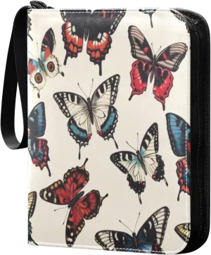 Colorful Butterfly Pattern Card Binder 4-Pocket, 400 Pockets Trading Cards Holder Games Card Albums Storage Organizer Case for Football, Baseball Cards