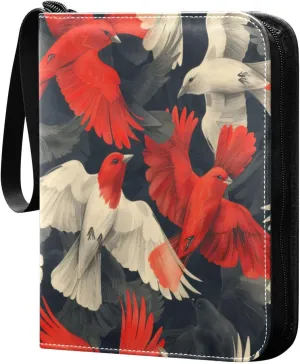 Colorful Cute Birds Card Binder 4-Pocket, 400 Pockets Card Holder with 50 Removable Sleeves and Zipper for Games Baseball Football Sports Card