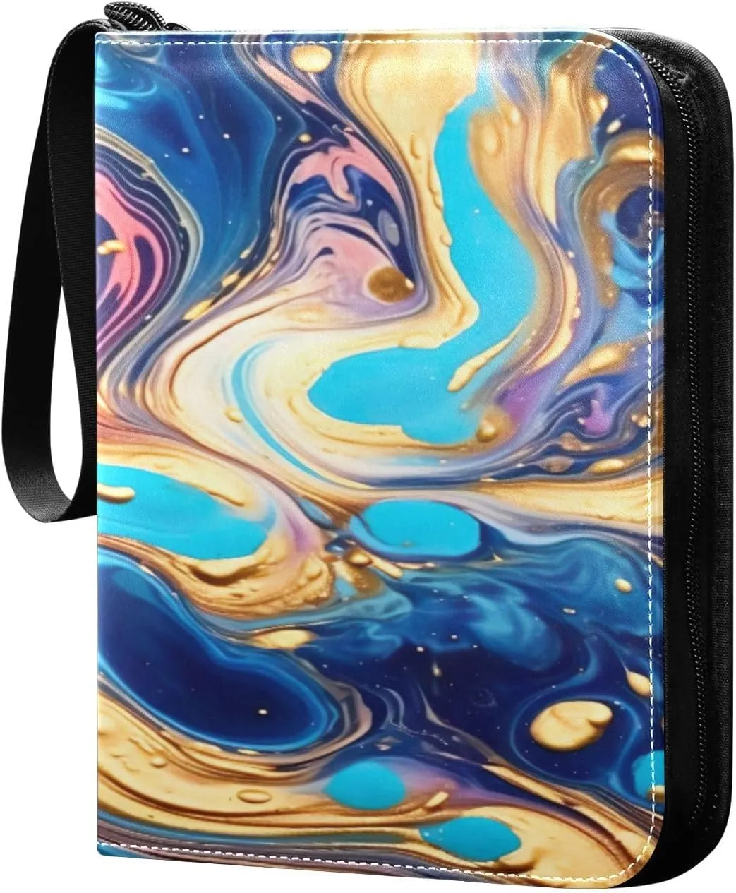 Colorful Marble Pattern Card Binder 4-Pocket, 400 Pockets Trading Cards Holder Games Card Albums Storage Organizer Case for Football, Baseball Cards