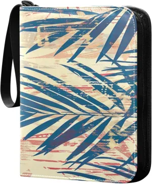 Colorful Palm Leaves Card Binder 4-Pocket, 400 Pockets Trading Cards Holder Games Card Albums Storage Organizer Case for Football, Baseball Cards