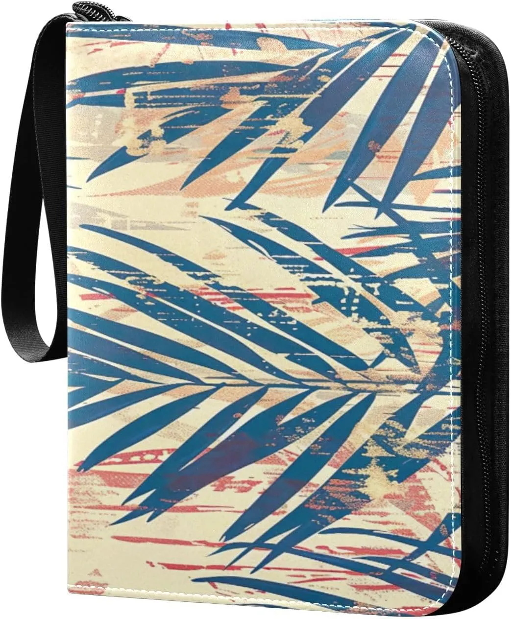 Colorful Palm Leaves Card Binder 4-Pocket, 400 Pockets Trading Cards Holder Games Card Albums Storage Organizer Case for Football, Baseball Cards