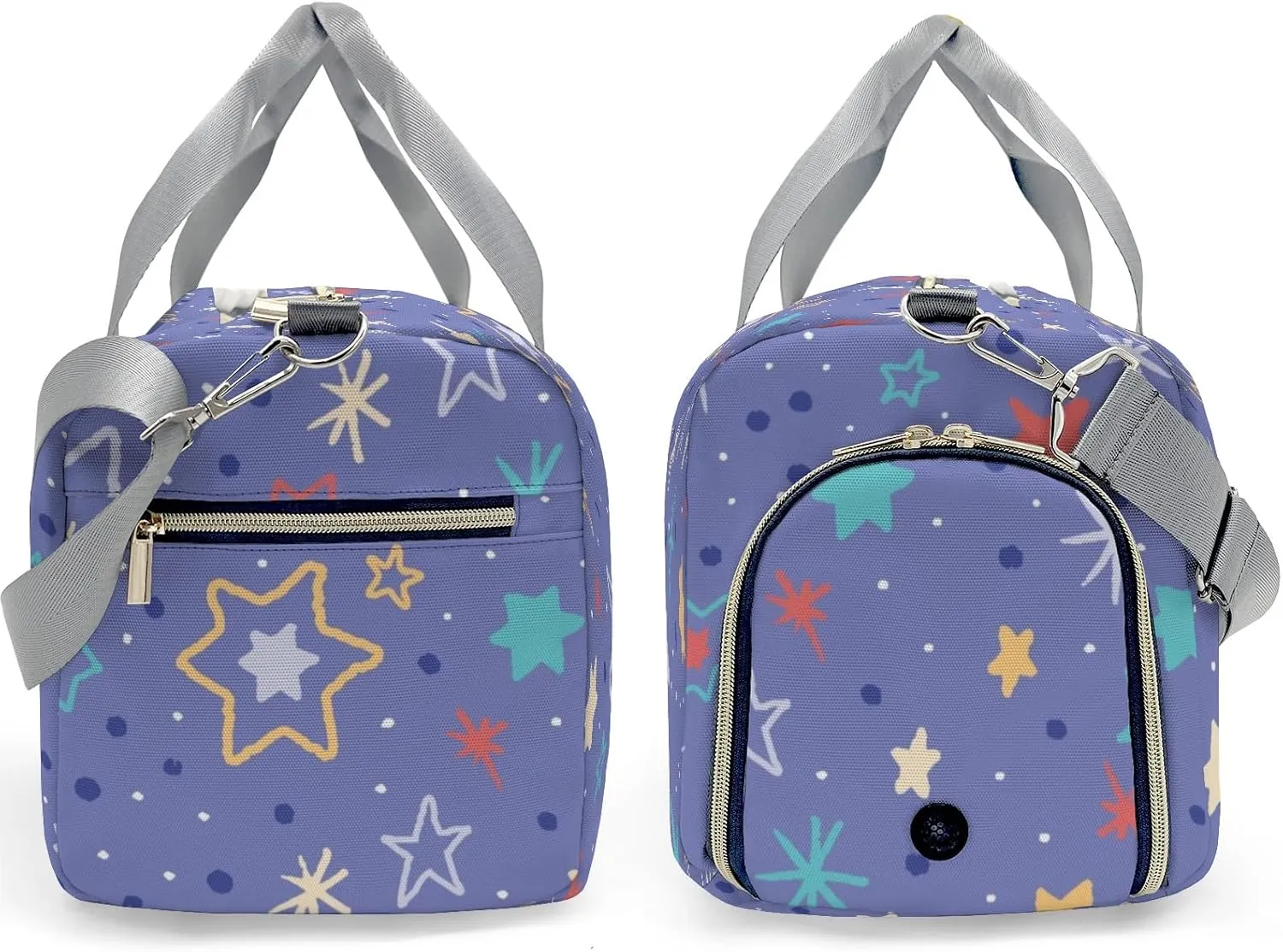 Colorful Stars and Blue Dots Personalized Duffel Bags Customized Multi-Function Travel Bag Gym Sports Bag Dance Ballet Overnight Carry On Weekend Bag