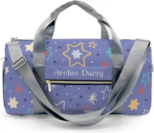 Colorful Stars and Blue Dots Personalized Duffel Bags Customized Multi-Function Travel Bag Gym Sports Bag Dance Ballet Overnight Carry On Weekend Bag