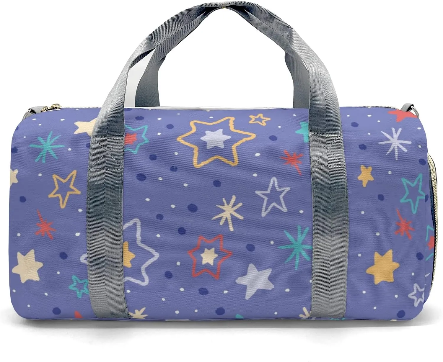 Colorful Stars and Blue Dots Personalized Duffel Bags Customized Multi-Function Travel Bag Gym Sports Bag Dance Ballet Overnight Carry On Weekend Bag