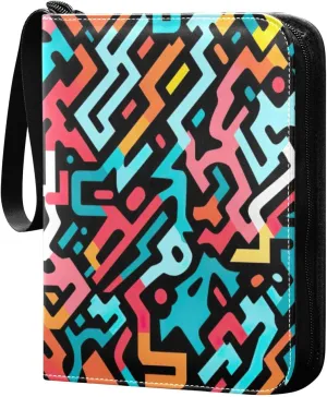 Colorful Texture Card Binder 4-Pocket, 400 Pockets Card Holder with 50 Removable Sleeves and Zipper for Games Baseball Football Sports Card