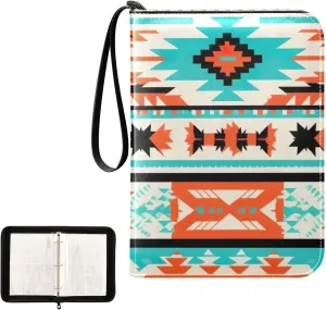 Colorful Tribal Art Card Binder 4-Pocket, 400 Pockets Trading Cards Holder Games Card Albums Storage Organizer Case for Football, Baseball Cards