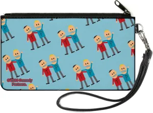 Comedy Central Small Mini Compact Pouch Wallet, Credit Card Holder Pocket Purse, South Park Terrance and Phillip Hugging Pose Blue, Canvas