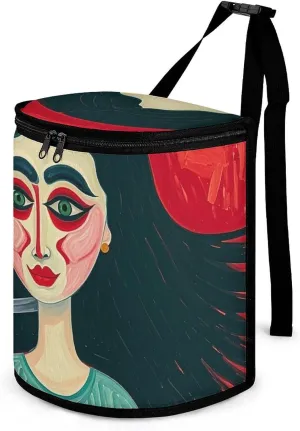 Compact Car Garbage Storage Bag, The Portrait of Horror Print Car Trash Container Reinforced Handle – Fits Console & Seat Pockets