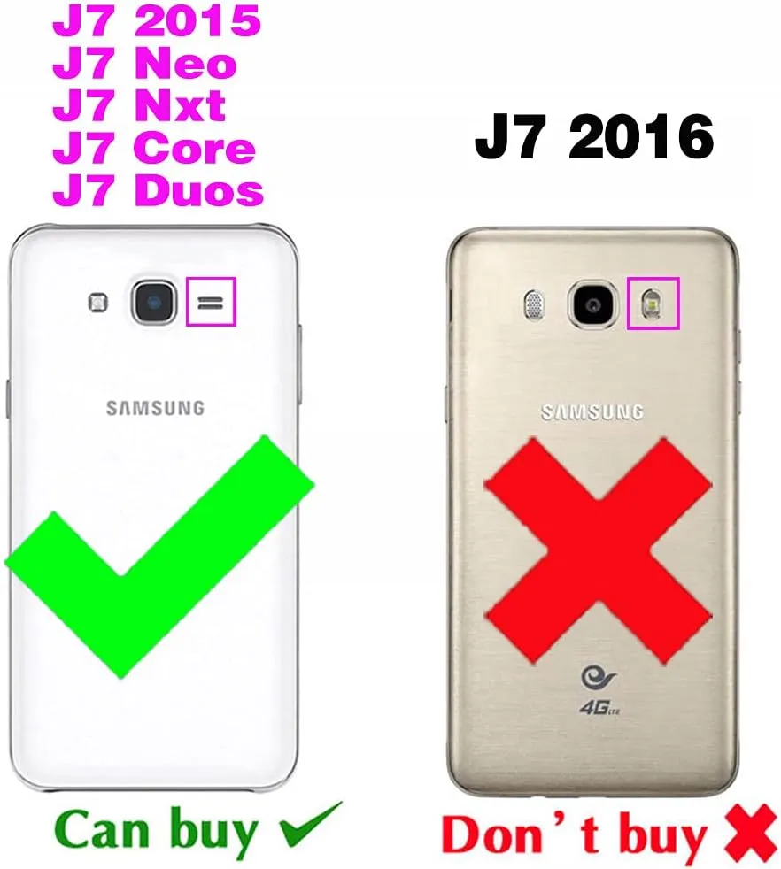 Compatible with Samsung Galaxy J7 2015/J7 Neo/J7 Nxt/J7 Core/7J Duos Wallet Case and Tempered Glass Screen Protector Flip Credit Card Holder Cell Phone Cover for SM J700 J700P J700T J00T1 J700M Black