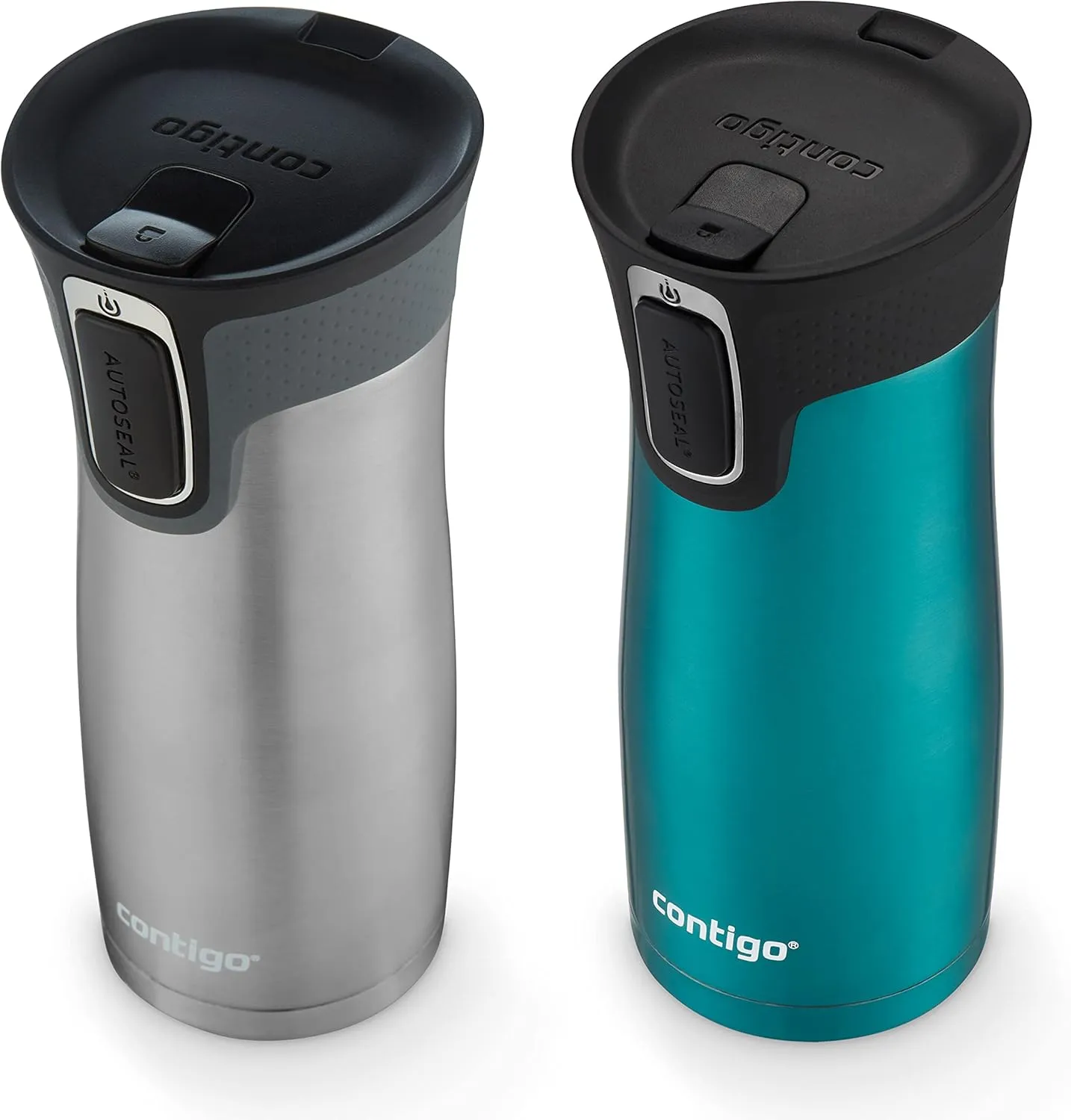 Contigo AUTOSEAL West Loop Vacuum-Insulated Stainless Steel Travel Mug with Easy-Clean Lid 16oz. 2 Pack Spirulina Stainless Steel
