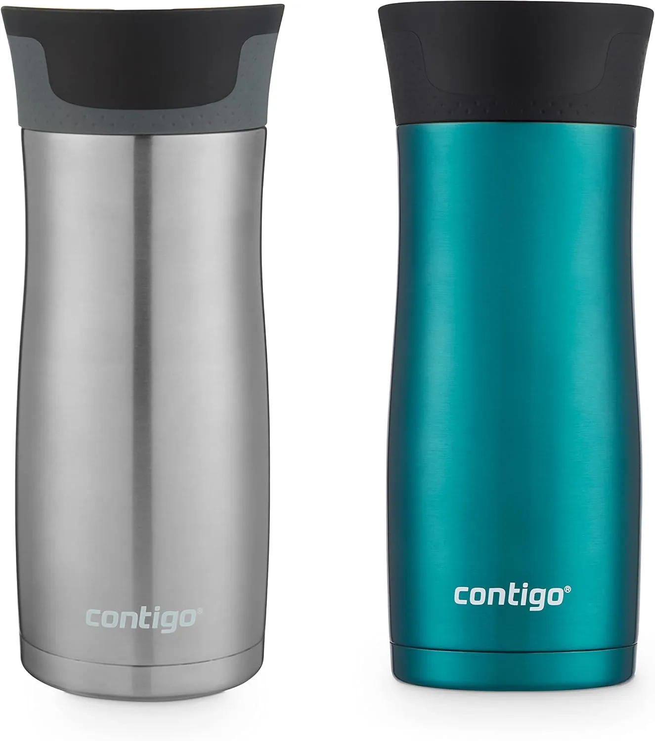 Contigo AUTOSEAL West Loop Vacuum-Insulated Stainless Steel Travel Mug with Easy-Clean Lid 16oz. 2 Pack Spirulina Stainless Steel