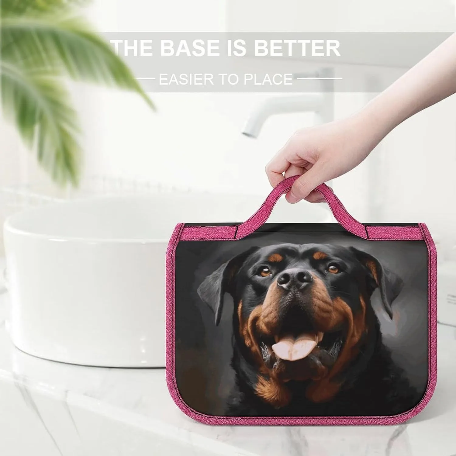 Cool Rottweiler Dog Art Travel Toiletry Bag for Women,Hanging Toiletry Organizer with Hook, Makeup Bag Travel Organizer for Shampoo,Toiletriesl