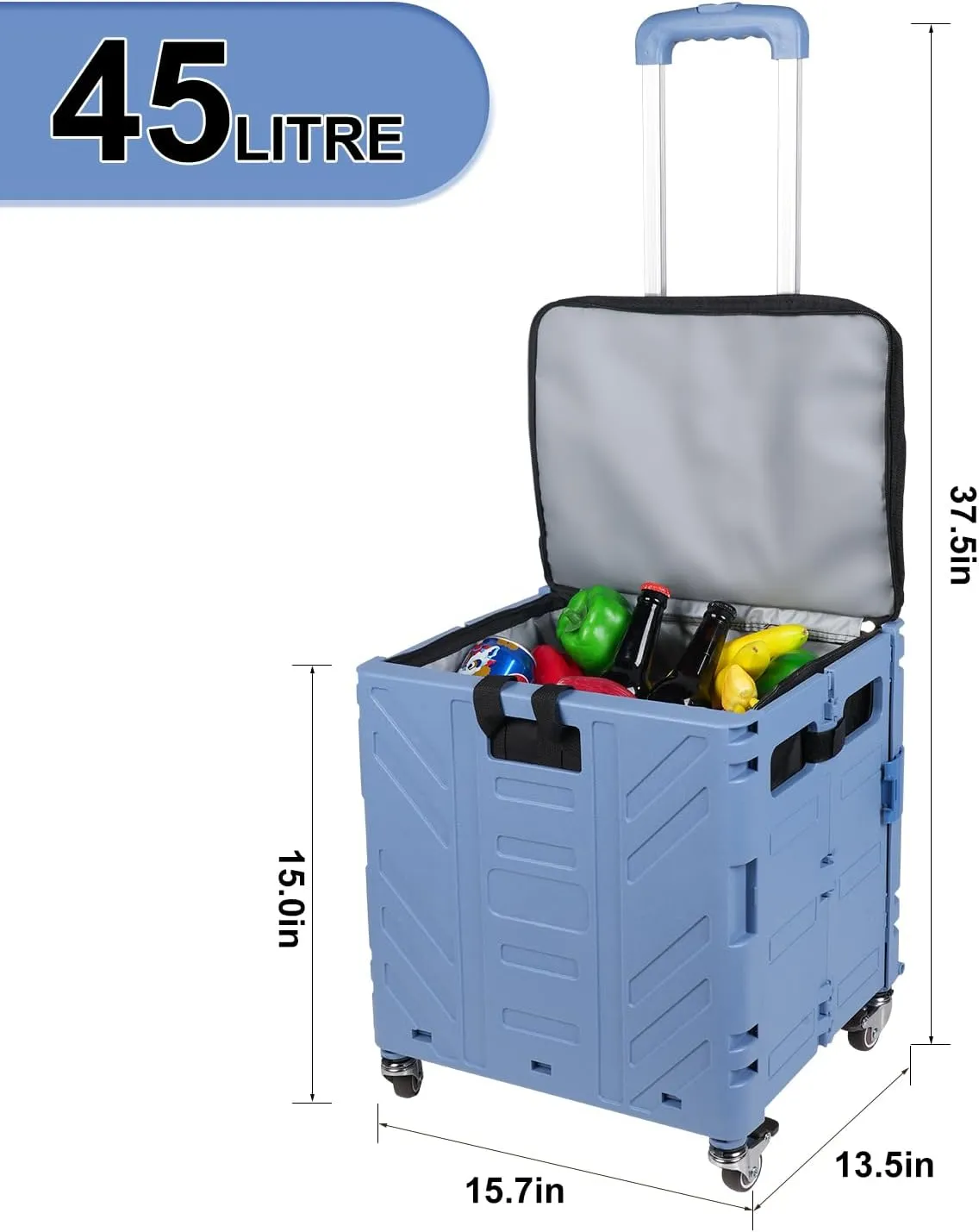 Cooler Bag Wheeled，Large Insulated Rolling Cooler Collapsible Leakproof Portable Hard Framed Ice Packs for Camping Picnic Beach Travel