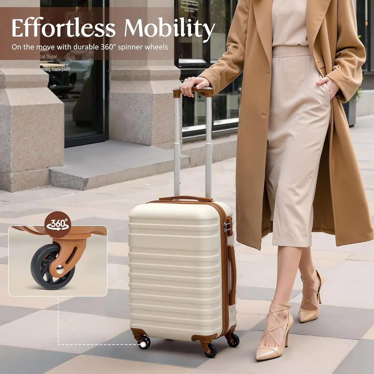 Coolife Suitcase Set 3 Piece Luggage Set Carry On Hardside Luggage with TSA Lock Spinner Wheels (Black, 3 piece set (DB/TB/20))