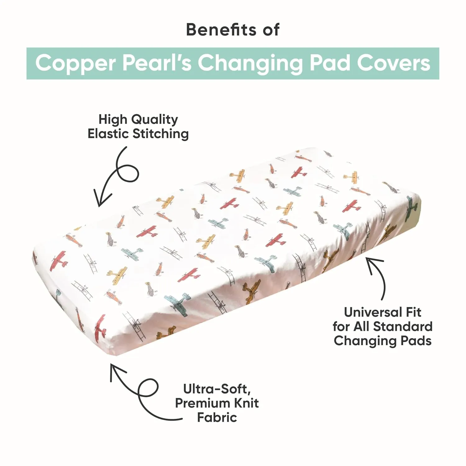 Copper Pearl Premium Knit Changing Pad Cover Soft, Stylish, and Universal Fit for All Standard Diaper Changing Pads, Trendy Design Changing Pad Covers, Lacie