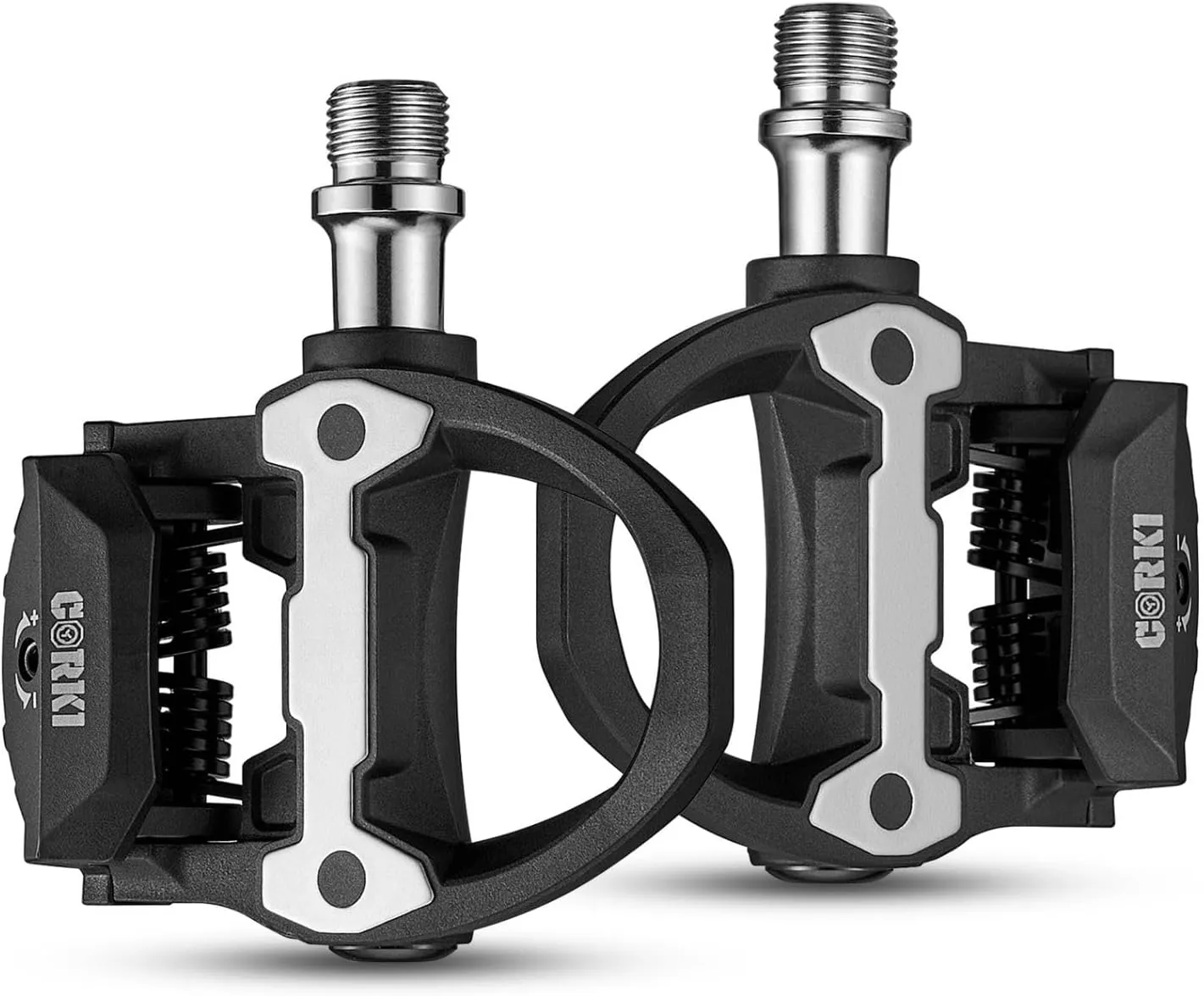 Corki Cycles Road Bike Pedals Bicycle Clipless Pedals Lightweight Nylon with Chrome-Moly Spindle