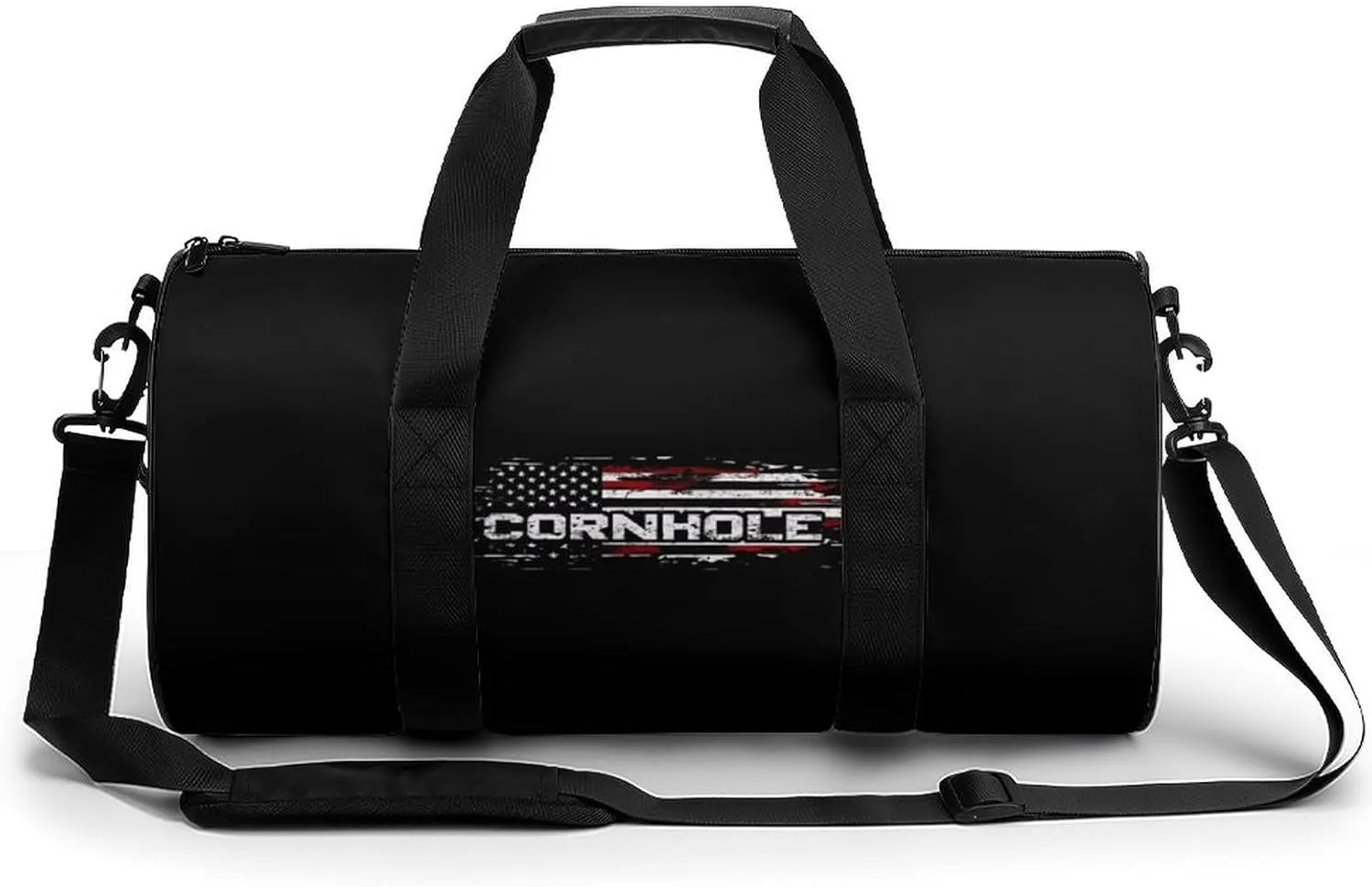 CORNHOLE American U.S. Flag Gym Bag Sports Duffle Bags for Men Women Travel Swimming Fitness with Shoe And Wet Compartment