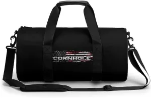 CORNHOLE American U.S. Flag Gym Bag Sports Duffle Bags for Men Women Travel Swimming Fitness with Shoe And Wet Compartment