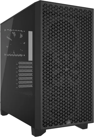 Corsair 3000D AIRFLOW Mid-Tower PC Case – 3-Pin Fans – Four-Slot GPU Support – Fits up to 8x 120mm Fans – High-Airflow Design – Black