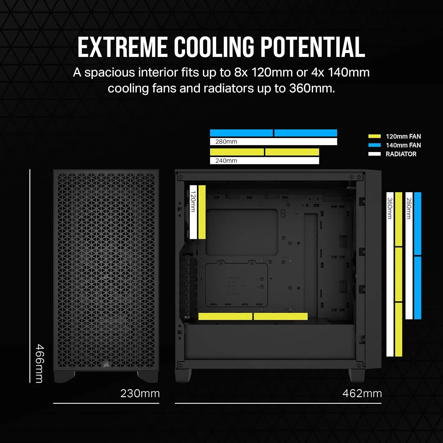 Corsair 3000D AIRFLOW Mid-Tower PC Case – 3-Pin Fans – Four-Slot GPU Support – Fits up to 8x 120mm Fans – High-Airflow Design – Black
