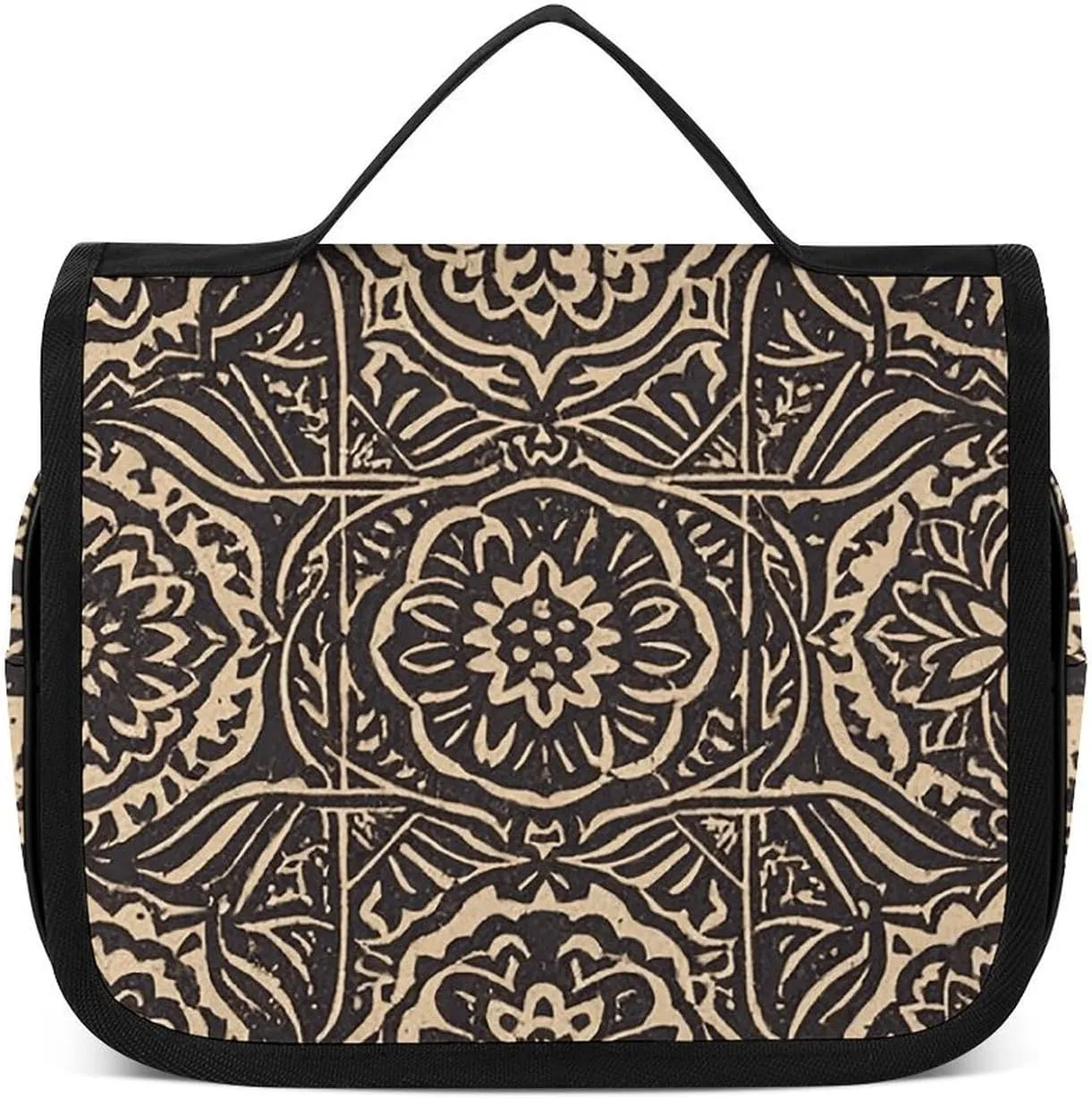 Cosmetic Bag for Women Woodcut Style Toiletry Bag Hanging Makeup Bag Travel Bag with Hanging Hook Portable Wash Bag Travel Organizer for Accessories 8.9x7.3 Inch