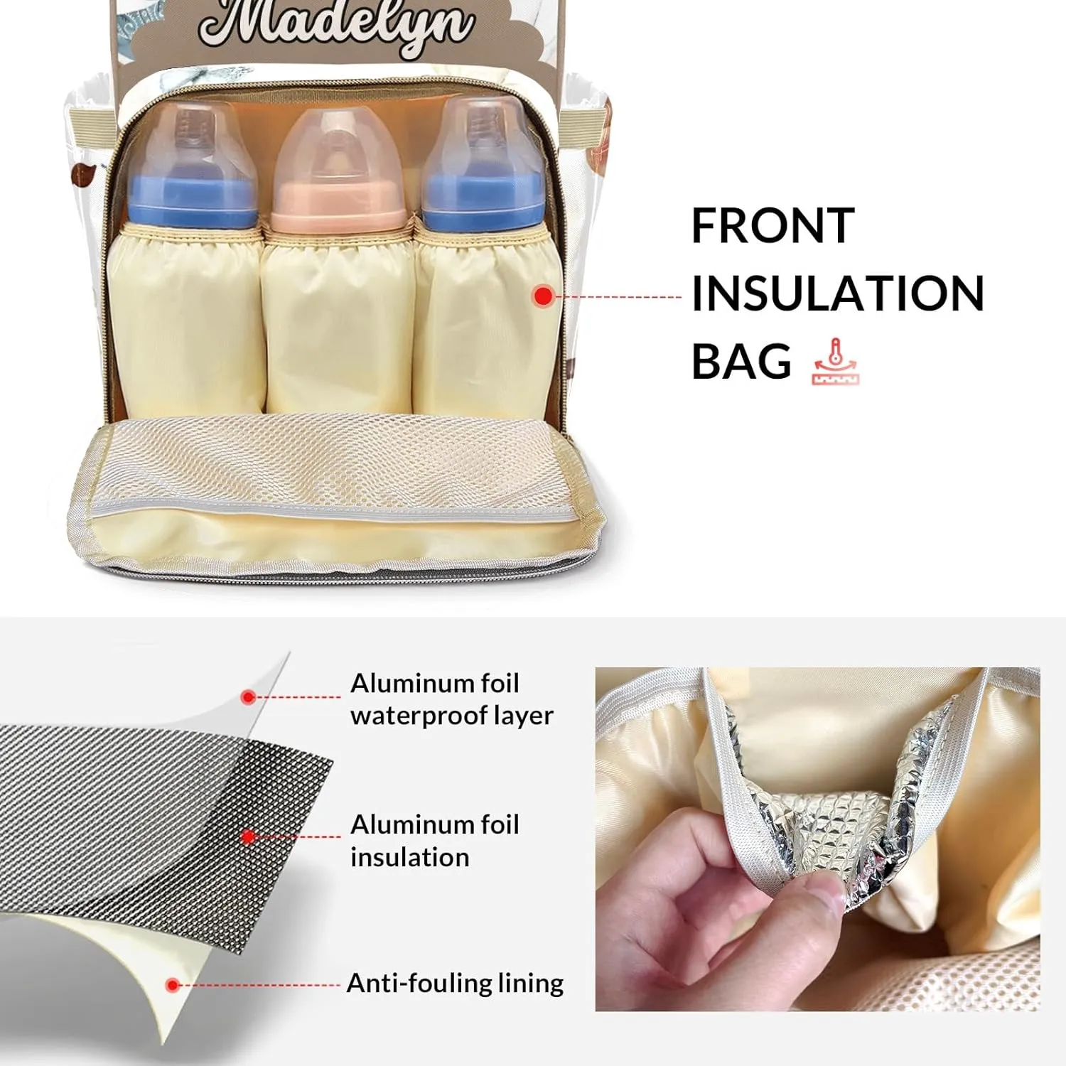 Cow Horse Wild Western Personalized Large Capacity Diaper Bags,Custom Name Backpack Casual Daypack Bag Nappy Bag Gifts