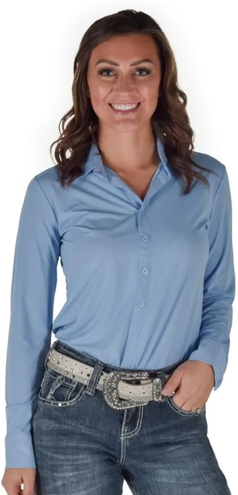 Cowgirl Tuff Western Shirt Womens L/S Lightweight Light Blue 100794