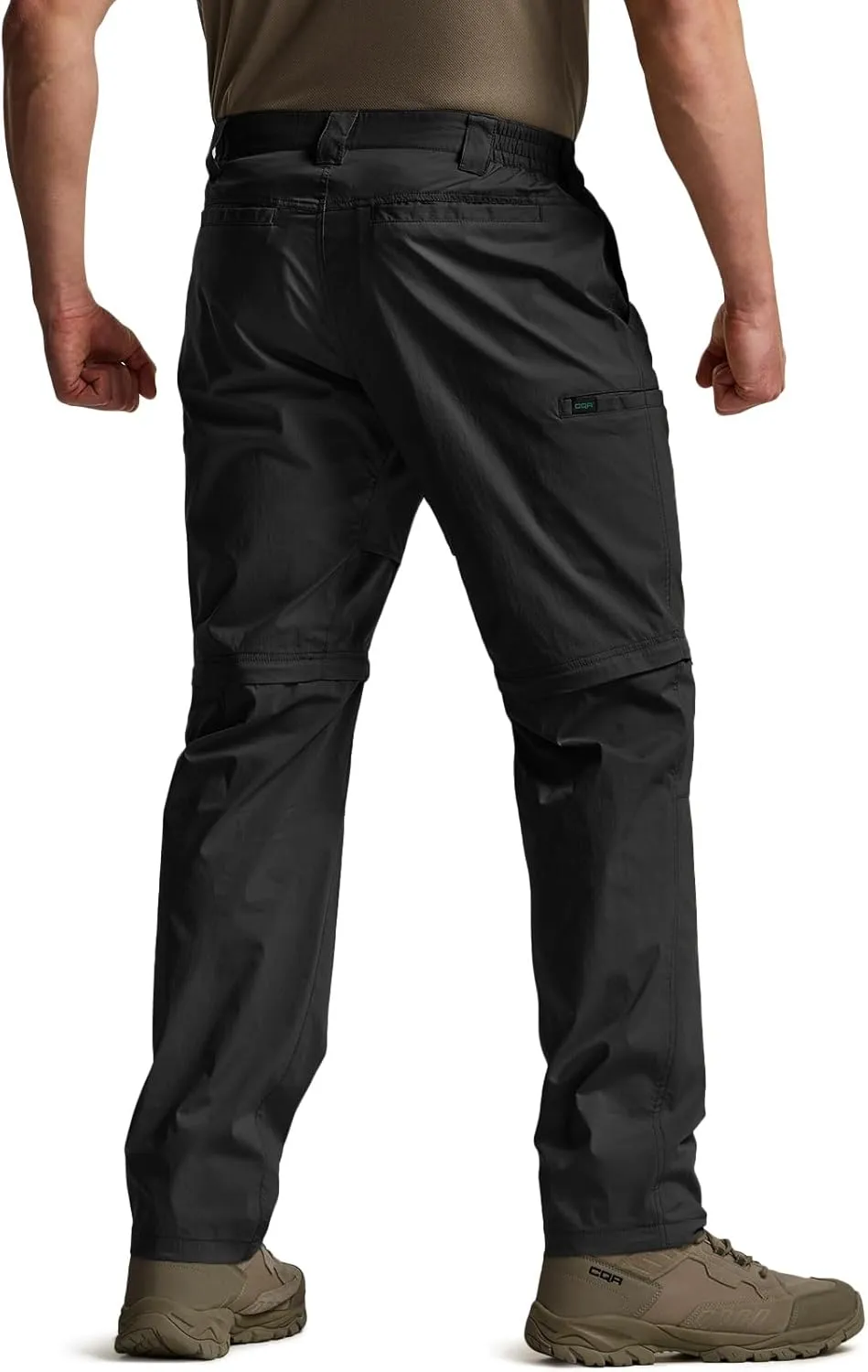 CQR Men's Convertible Cargo Tactical Pants, Water Resistant Outdoor Hiking Pants, Zip Off Lightweight Stretch Work Pants