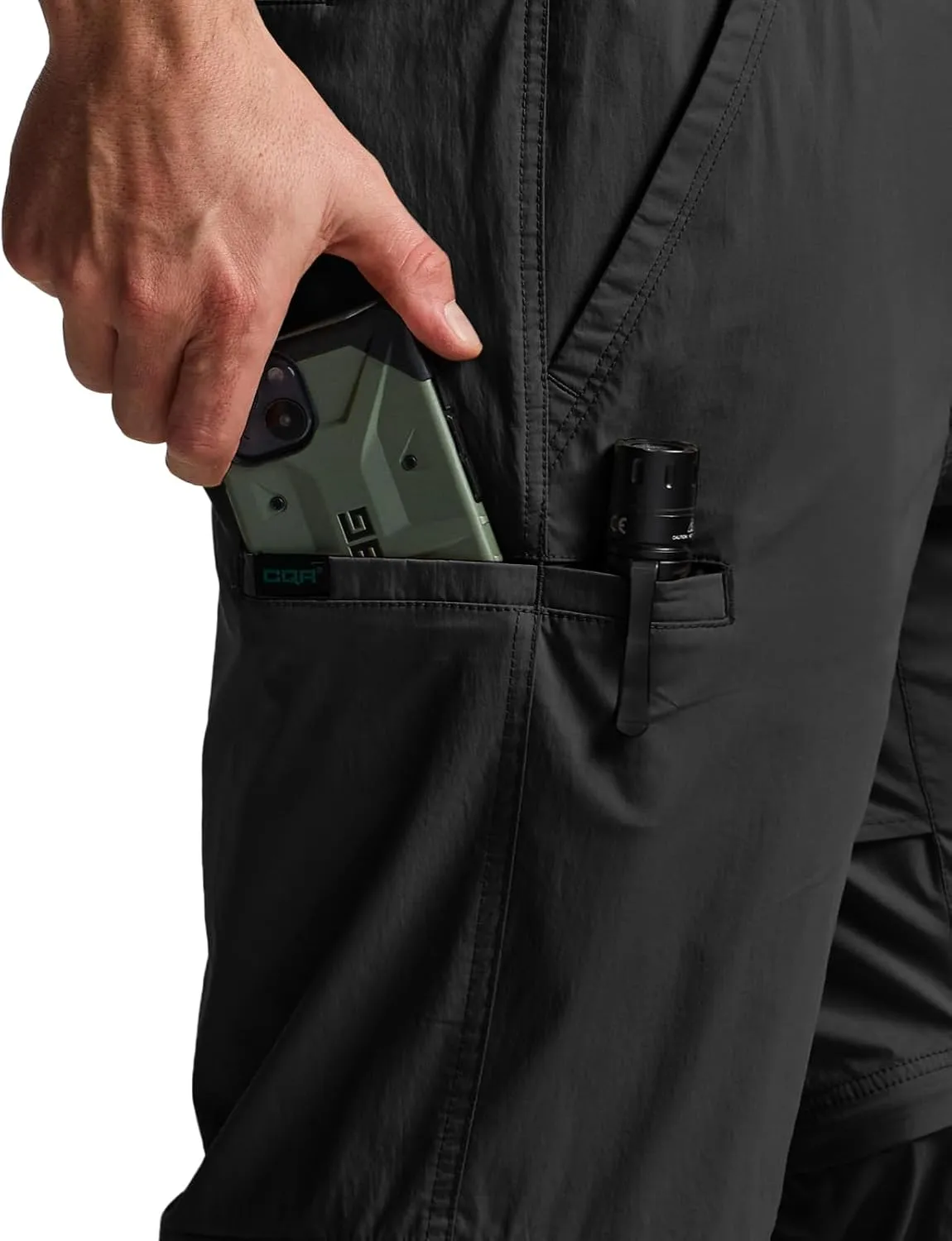 CQR Men's Convertible Cargo Tactical Pants, Water Resistant Outdoor Hiking Pants, Zip Off Lightweight Stretch Work Pants