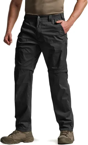 CQR Men's Convertible Cargo Tactical Pants, Water Resistant Outdoor Hiking Pants, Zip Off Lightweight Stretch Work Pants
