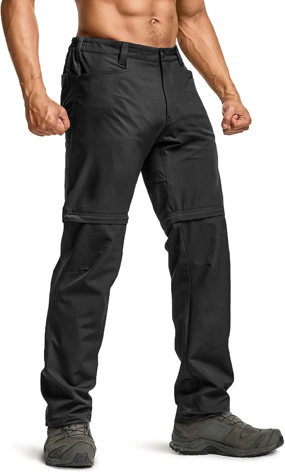 CQR Men's Convertible Cargo Tactical Pants, Water Resistant Outdoor Hiking Pants, Zip Off Lightweight Stretch Work Pants