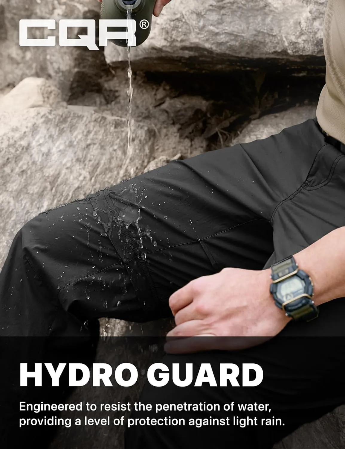 CQR Men's Convertible Cargo Tactical Pants, Water Resistant Outdoor Hiking Pants, Zip Off Lightweight Stretch Work Pants