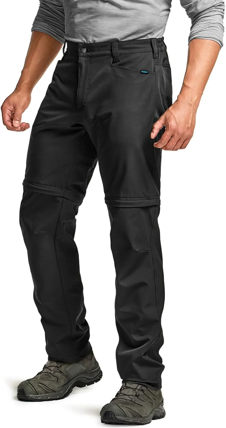 CQR Men's Convertible Cargo Tactical Pants, Water Resistant Outdoor Hiking Pants, Zip Off Lightweight Stretch Work Pants