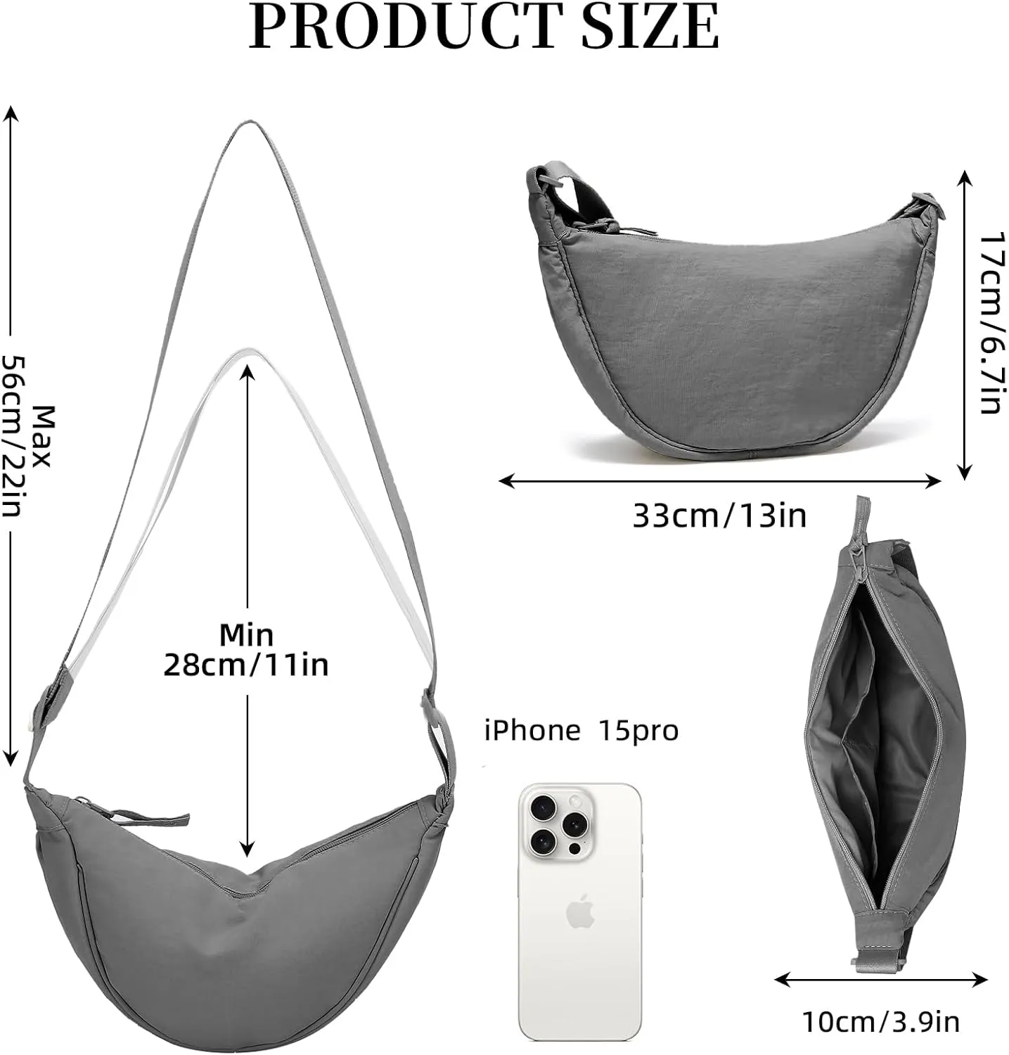 Crescent Bag Nylon Crossbody Bags for Women Men Trendy Lightweight Small Sling Bag Shoulder Purses Dumpling Bag